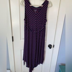 Ingrid & Isabel Blue/Pink Striped High Low Hemline Maternity Dress-Size Large